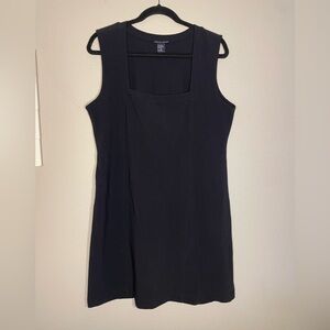 Women's Petite, Boston Proper, Black, Square Neckline, Sheath, Vintage Dress